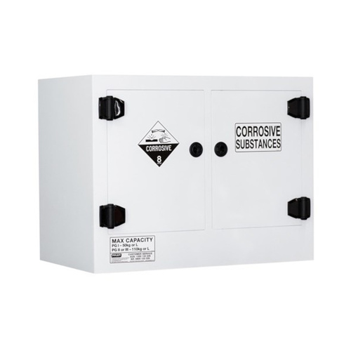 WORKWEAR, SAFETY & CORPORATE CLOTHING SPECIALISTS - CORROSIVE SUBSTANCE STORAGE CABINET: POLYPROPYLENE - 110L - 2 DOORS - 2 SHELVES