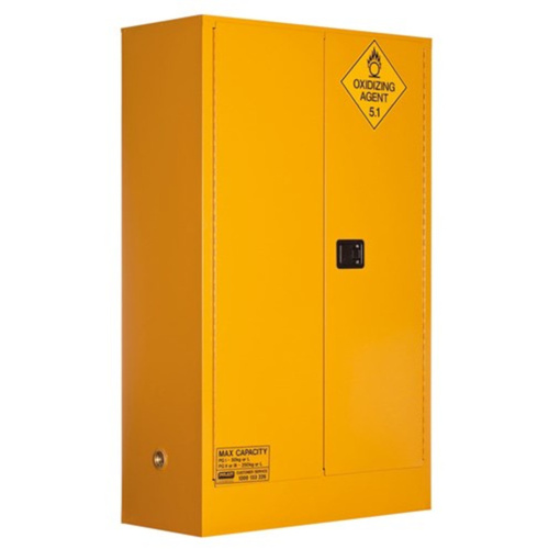 WORKWEAR, SAFETY & CORPORATE CLOTHING SPECIALISTS OXIDIZING AGENT STORAGE CABINET: 250L - 2 DOORS - 3 SHELVES