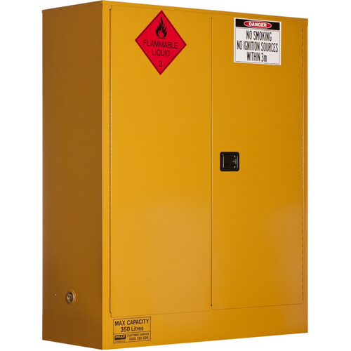 WORKWEAR, SAFETY & CORPORATE CLOTHING SPECIALISTS - FLAMMABLE LIQUID STORAGE CABINET: 350L - 2 DOORS - 3 SHELVES