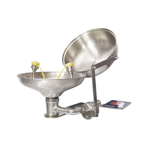 WORKWEAR, SAFETY & CORPORATE CLOTHING SPECIALISTS - PRATT WALL MOUNTED EYE WASH WITH EYE WASH NOZZLE WITH BOWL NO TREADLE - FLIP TOP LID