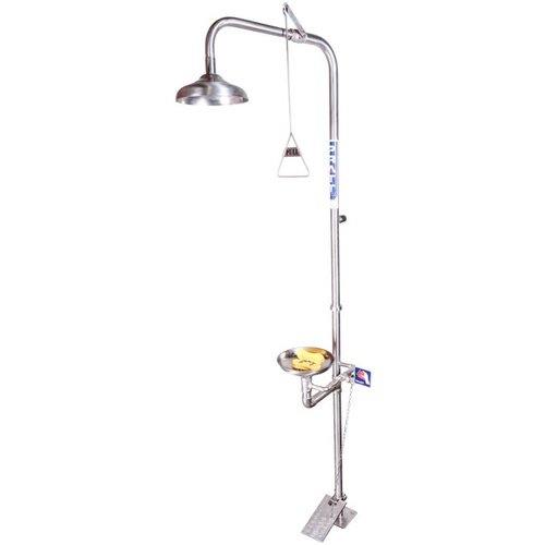 WORKWEAR, SAFETY & CORPORATE CLOTHING SPECIALISTS COMBINATION 316SS SHOWER WITH EYE & FACE WASH, BOWL & FOOT TREADLE