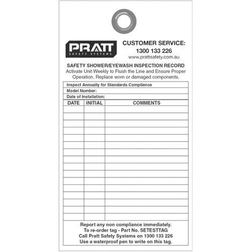 WORKWEAR, SAFETY & CORPORATE CLOTHING SPECIALISTS Shower And Eye Wash Test Tag - Pack Of 10