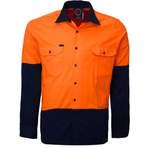 WORKWEAR, SAFETY & CORPORATE CLOTHING SPECIALISTS Open Front 2 Tone L/S Shirt