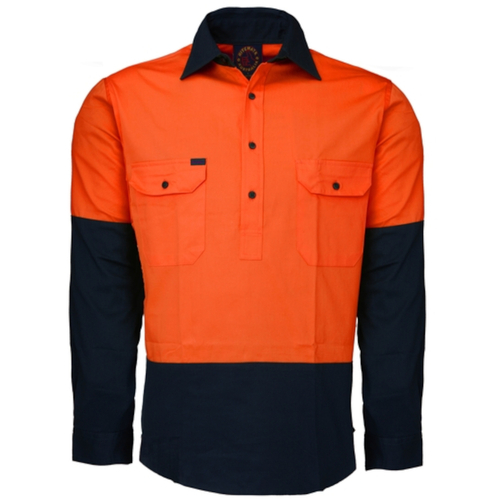 WORKWEAR, SAFETY & CORPORATE CLOTHING SPECIALISTS Closed Front 2 Tone L/S Shirt