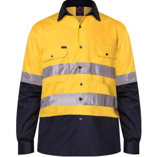 WORKWEAR, SAFETY & CORPORATE CLOTHING SPECIALISTS Vented Open Front L/W L/S 50MM Reflective Tape