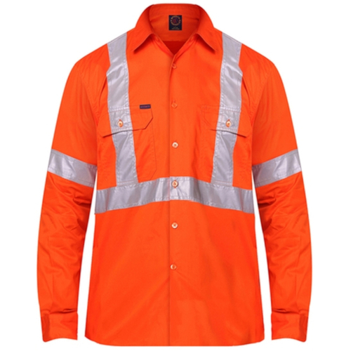 WORKWEAR, SAFETY & CORPORATE CLOTHING SPECIALISTS - Vented Open Front L/S 50MM Reflective Tape