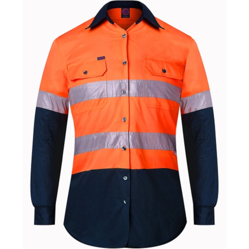 WORKWEAR, SAFETY & CORPORATE CLOTHING SPECIALISTS - Ladies Long Sleeve Vented Shirts w/ 3M 8910 Reflective Tape