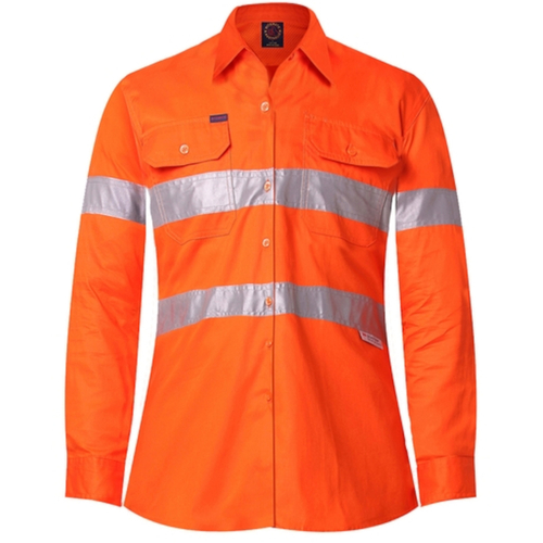 WORKWEAR, SAFETY & CORPORATE CLOTHING SPECIALISTS Ladies Long Sleeve Vented Shirts w/ 3M 8910 Reflective Tape