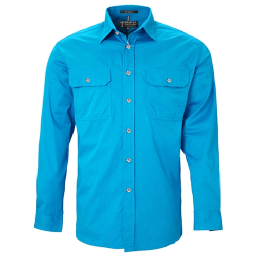 WORKWEAR, SAFETY & CORPORATE CLOTHING SPECIALISTS - Open Front Men's Pilbara Shirt - Long Sleeve