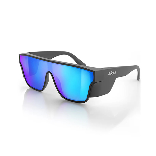 WORKWEAR, SAFETY & CORPORATE CLOTHING SPECIALISTS Primes Matte Black Frame Reflectors Blue Lens