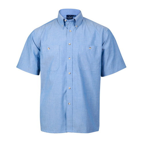 WORKWEAR, SAFETY & CORPORATE CLOTHING SPECIALISTS - Mens w/f chambray shirt S/S