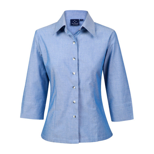 WORKWEAR, SAFETY & CORPORATE CLOTHING SPECIALISTS - Ladies' wrinkle free chambray shirt 3/4 sleeve