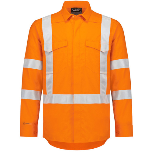 WORKWEAR, SAFETY & CORPORATE CLOTHING SPECIALISTS Mens Orange Flame Lightweight Ripstop X Back Taped Shirt