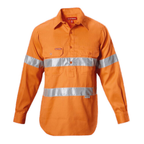 WORKWEAR, SAFETY & CORPORATE CLOTHING SPECIALISTS - Foundations - Hi-Vis Closed Front Drill Shirt with 3M Tape Long Sleeve